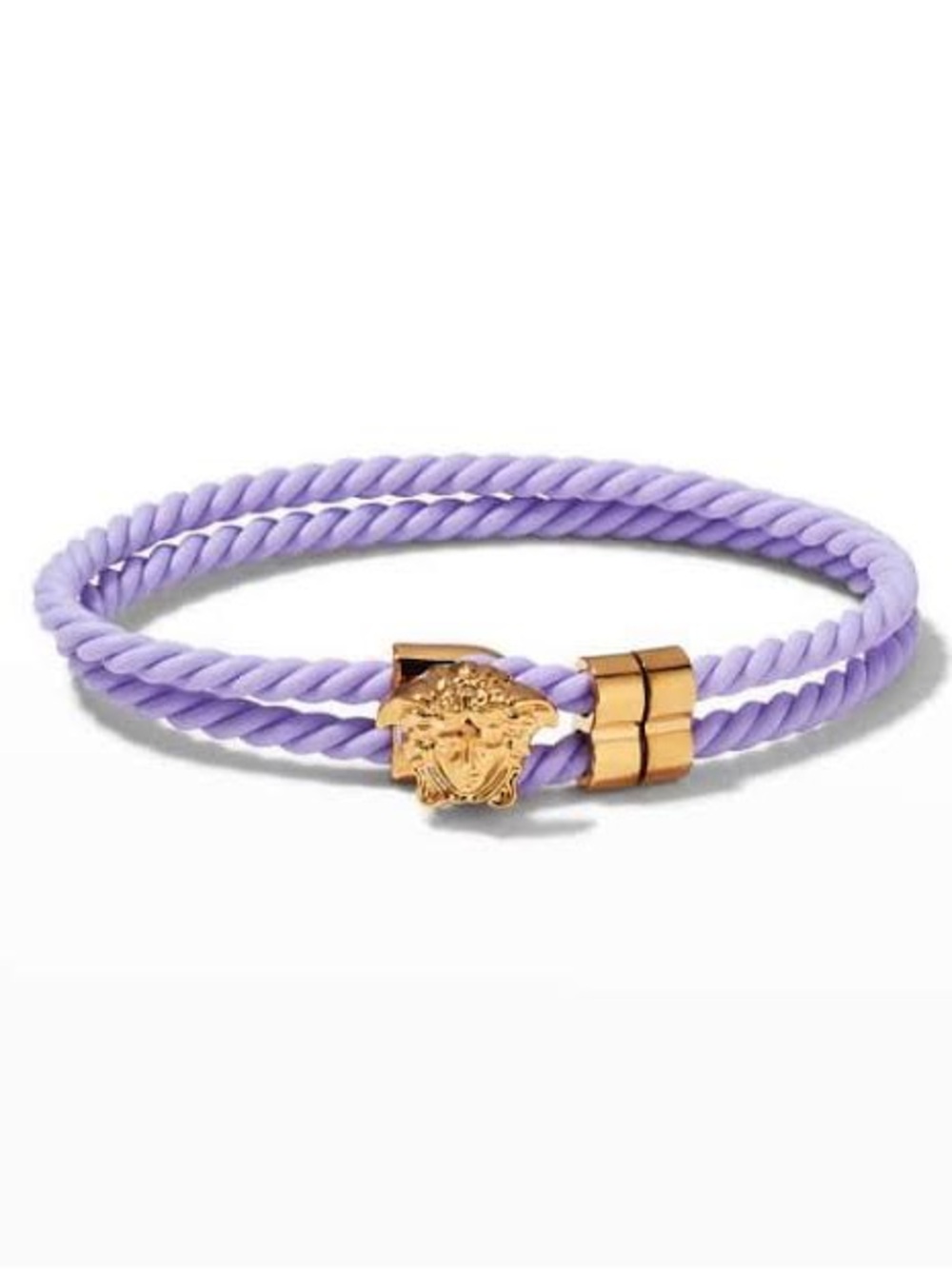 Versace Lilac Double-Twist Bracelet with Gold Medusa Charm